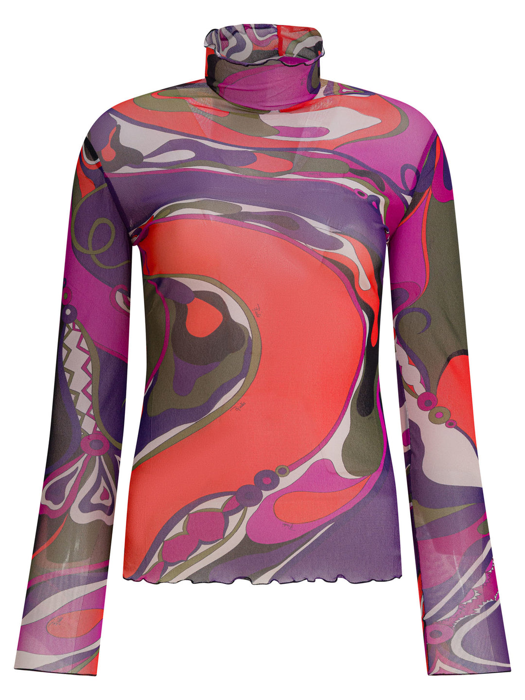Pucci Orchidee Print Tulle T-Shirt T-shirts - Purple | 958ca87663ea652b4fac9ce2b6253abf919e129d