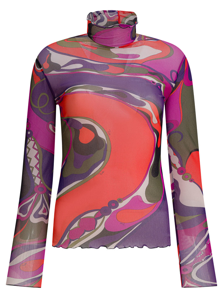 Pucci Orchidee Print Tulle T-Shirt T-shirts - Purple | 958ca87663ea652b4fac9ce2b6253abf919e129d