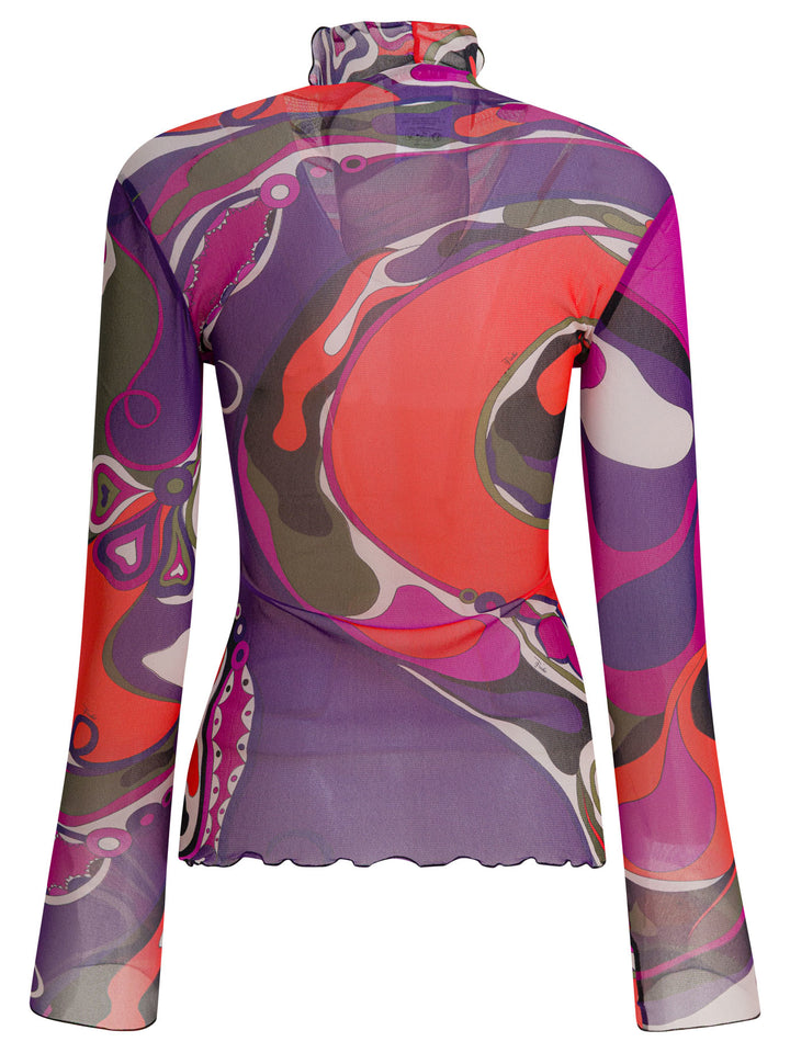 Pucci Orchidee Print Tulle T-Shirt T-shirts - Purple | 71662a5fb35218d0aaba7530d29099235115d1b7