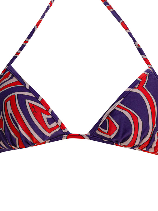 Labirinto Print Triangle Bikini Top Swimwear Purple