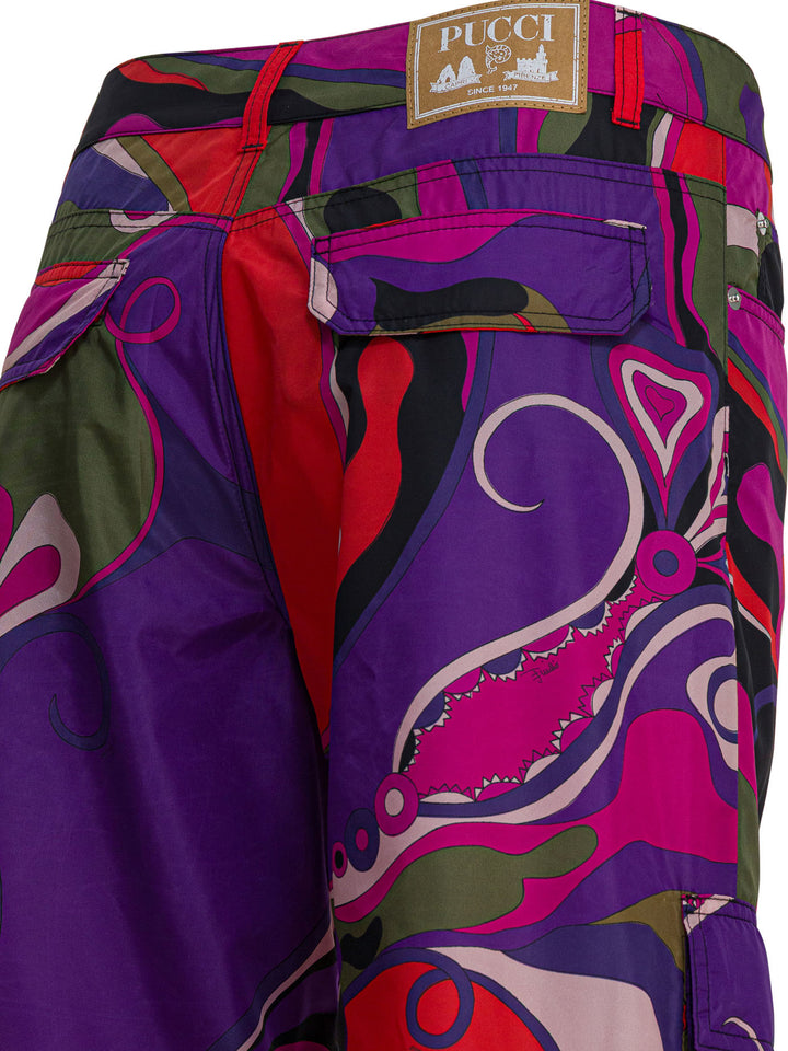 Pucci Cargo Pants With Orchidee Print Trousers - Purple | e1f9f77b6bd13e10e071df8cceb82c06c464c07c