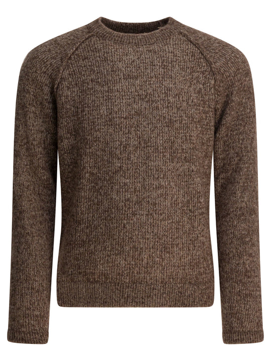 Wool Crew Neck Sweater Knitwear Brown