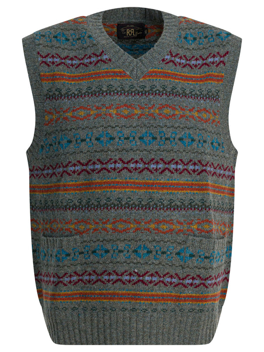 Fair Isle Wool Vest Knitwear Blue