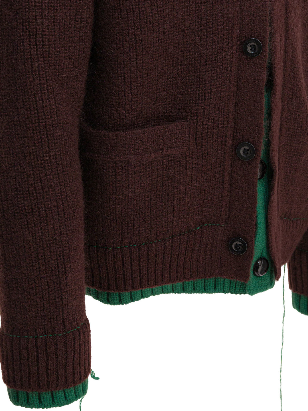 Sacai Wool Blend Cardigan Knitwear - Brown | badcaf981c27270673a8c342516ecd3aba3efe0d