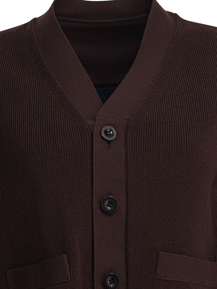 Sacai V-Neck Sweater Knitwear - Brown | db11f0ca38d3fab55212859e7f0737a2457b08b5