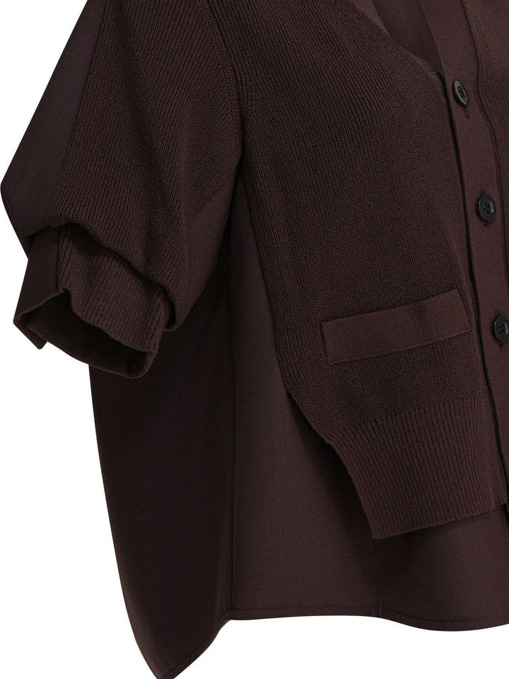 Sacai V-Neck Sweater Knitwear - Brown | 06601010690d3599c1d1b76df5c6b20c8ea55bb4