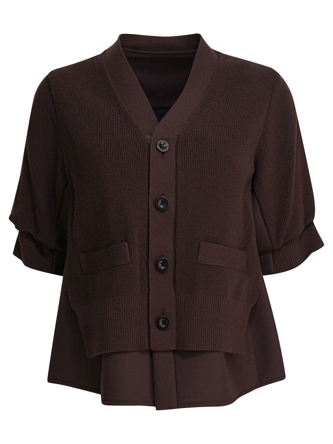 Sacai V-Neck Sweater Knitwear - Brown | 2d9178f6b9b8875e2c68f90ddf99dbc1940b7ca2