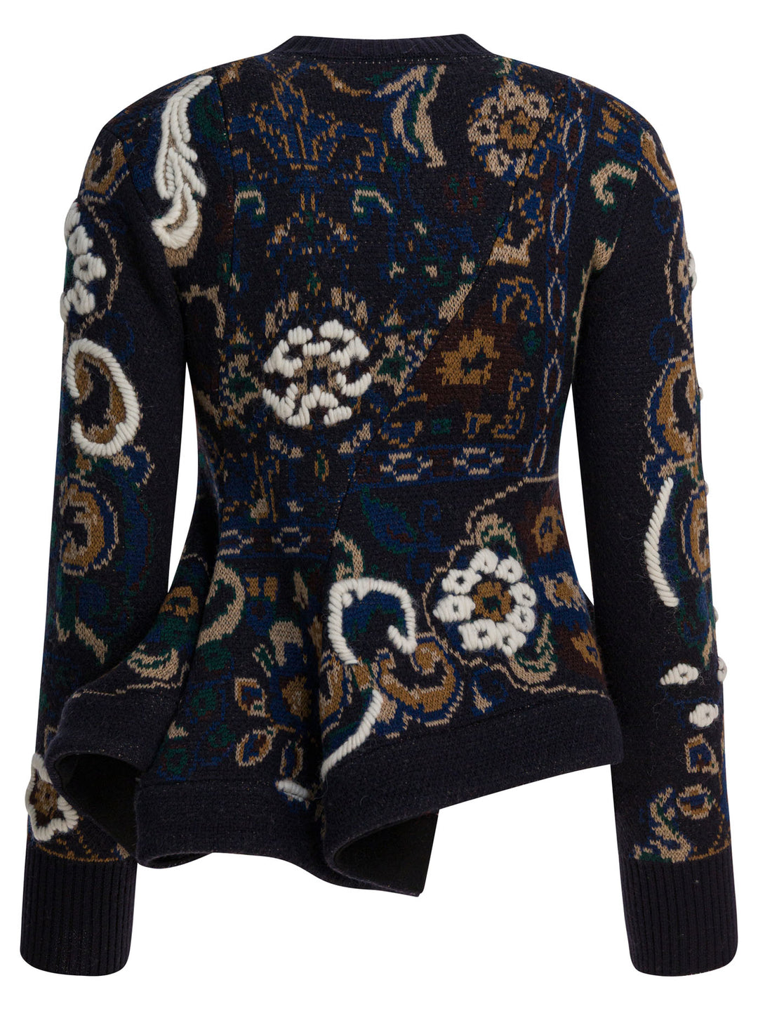 Sacai Floral Jacquard Knit Sweater Knitwear - Blue | 54654a298bfb66e560677f8590736f02f81c70d2