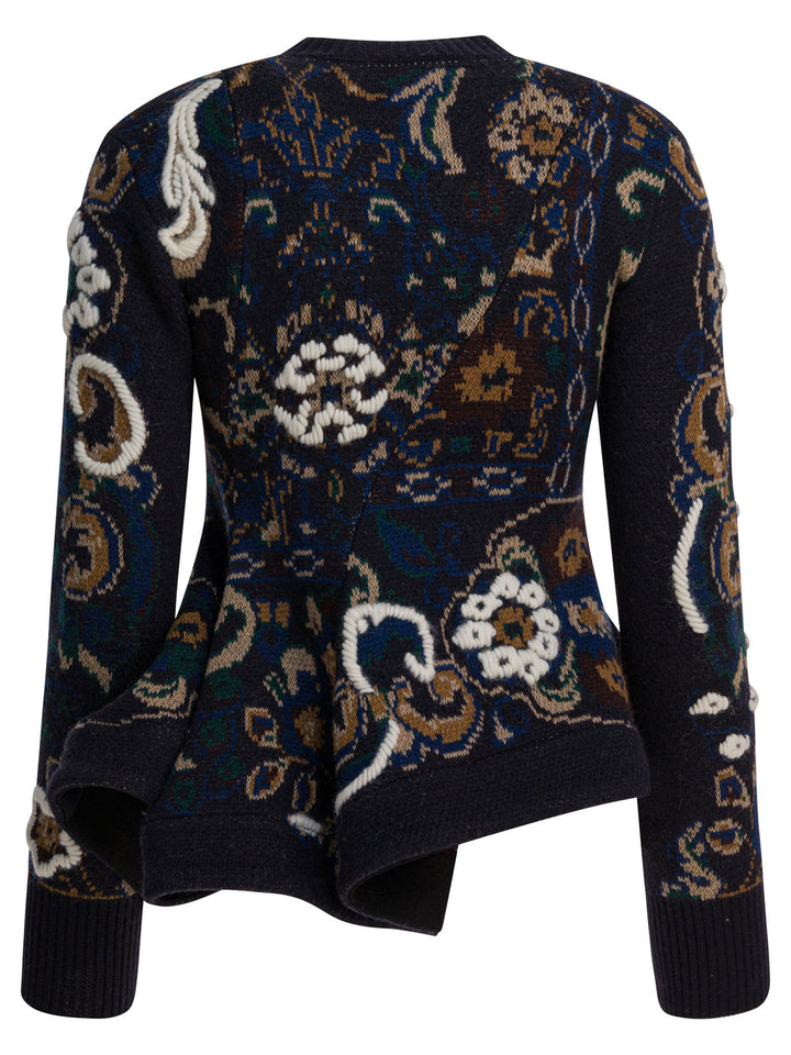 Sacai Floral Jacquard Knit Sweater Knitwear - Blue | 54654a298bfb66e560677f8590736f02f81c70d2