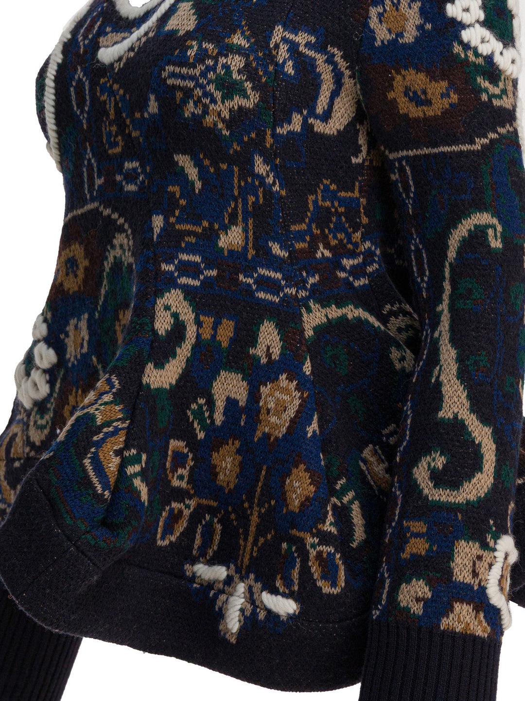 Sacai Floral Jacquard Knit Sweater Knitwear - Blue | 9309851ad38e4124a8a45056f3604fdd33484517