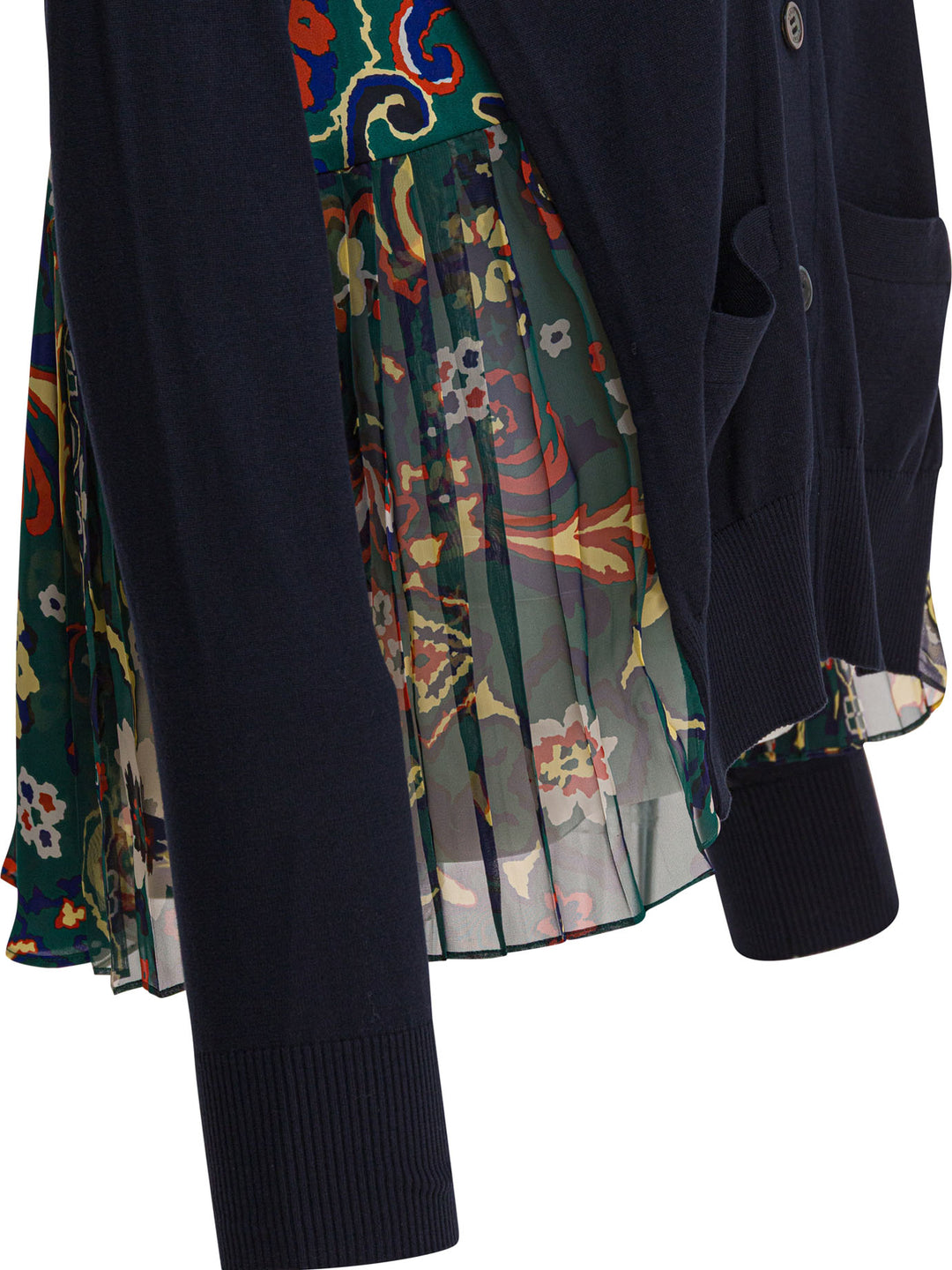 Sacai Cardigan With Floral Print Knitwear - Blue | 5855f56d179502dcbc3729d5f4de9d7781c45eb3
