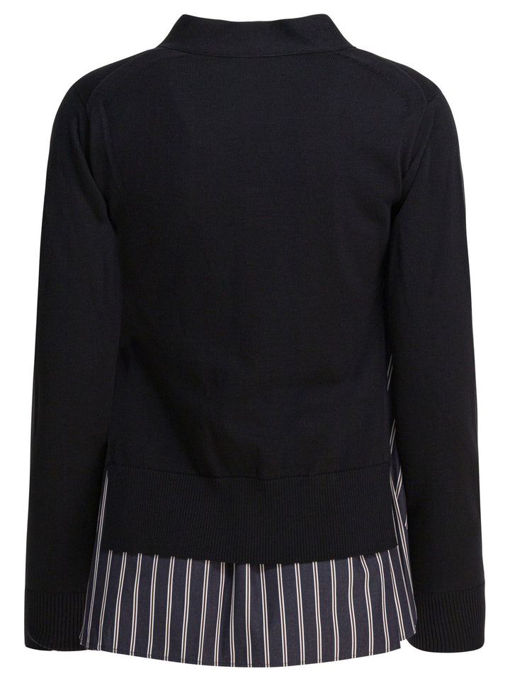 Sacai Cotton Cardigan Knitwear - Black | 4db83e8b54cdfca896f1341fd00e39b491388028