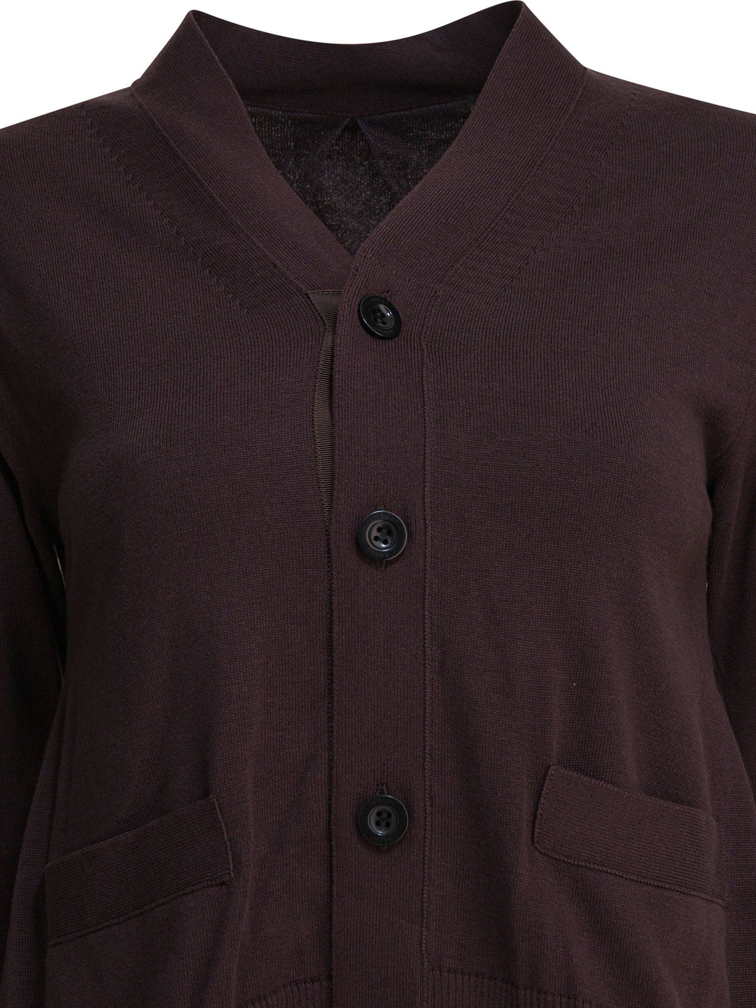 Sacai Cotton Cardigan Knitwear - Brown | 90479003b907b143b14abee15f76ff10d8199449