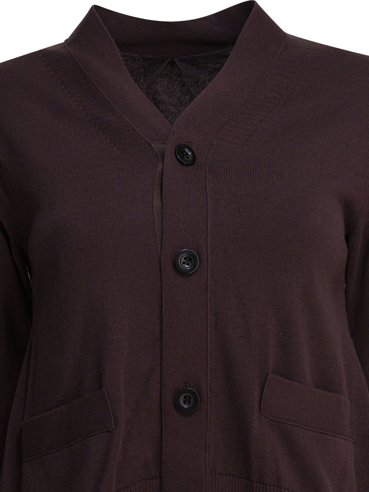 Sacai Cotton Cardigan Knitwear - Brown | 90479003b907b143b14abee15f76ff10d8199449