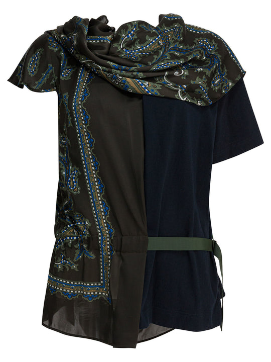 Cotton T-Shirt With Paisley Print T-Shirts Blue