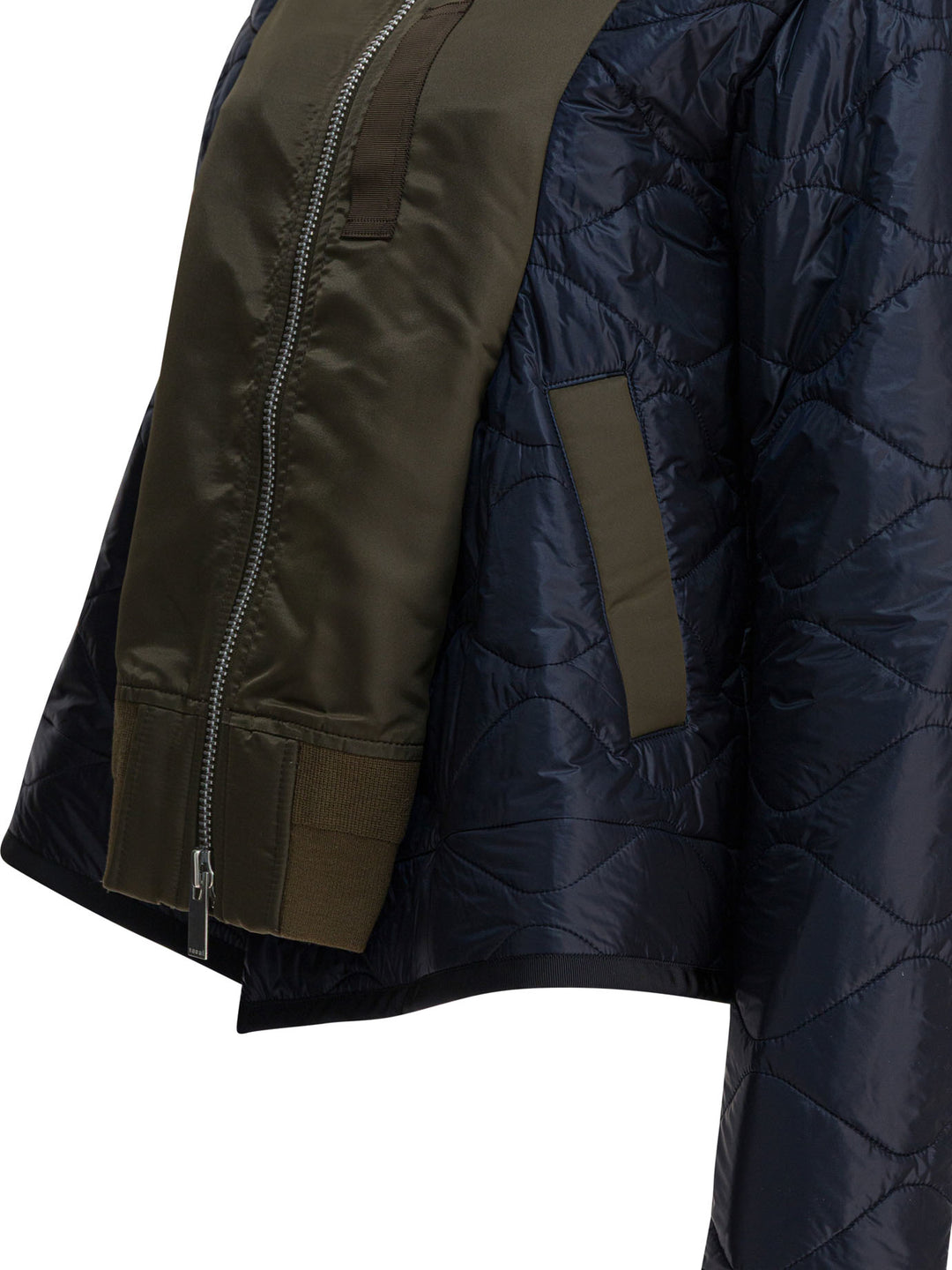 Sacai Bimaterial Bomber Jacket Jackets and Coats - Green | fe21bac77d46c57835c99562a54bd127cf0380d6