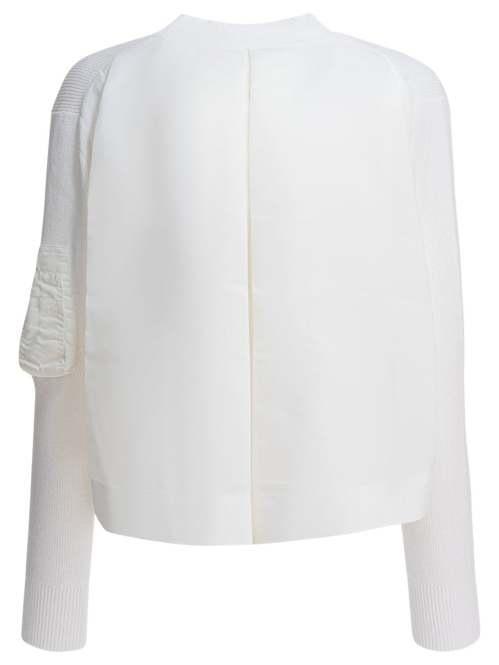 Sacai Cotton Cardigan Knitwear - White | c0a6b114912e28a42575d1c3f88bd6d0172b9282