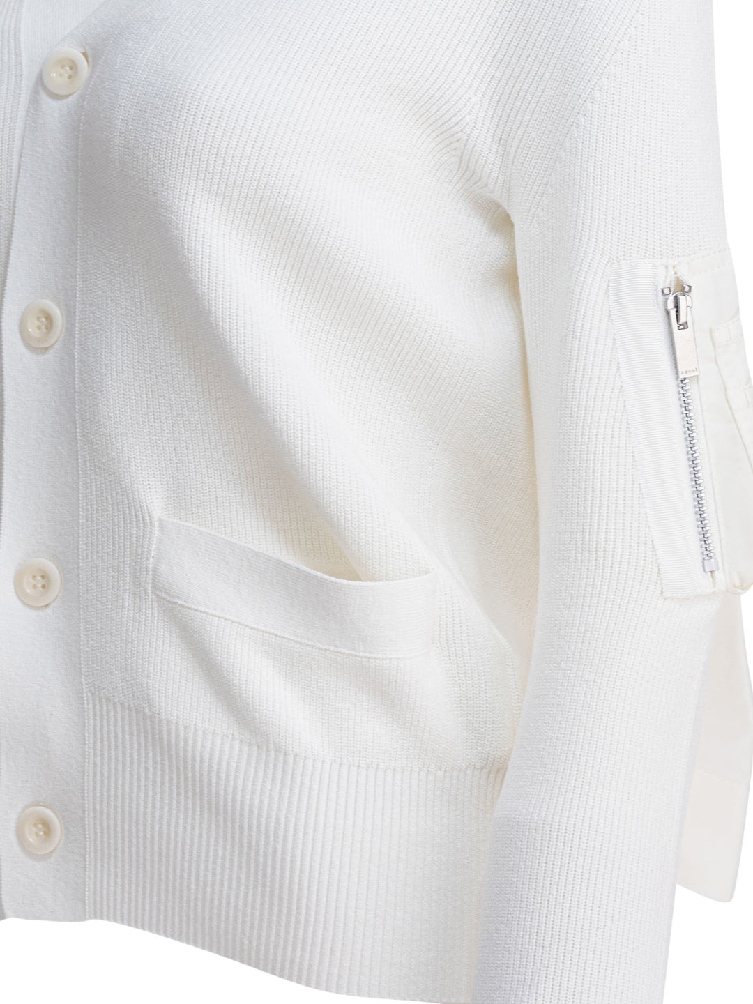 Sacai Cotton Cardigan Knitwear - White | d3d5b87f6bd480971904d8e467fb234b1081cae7