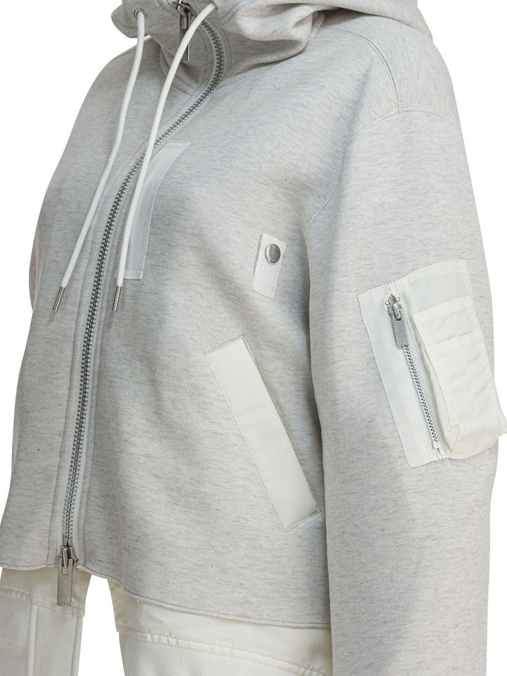 Sacai Cotton Zippered Sweatshirt Sweatshirts - Grey | f4a1c9401dee7d7ff1fee065649046e3a7bc26dd