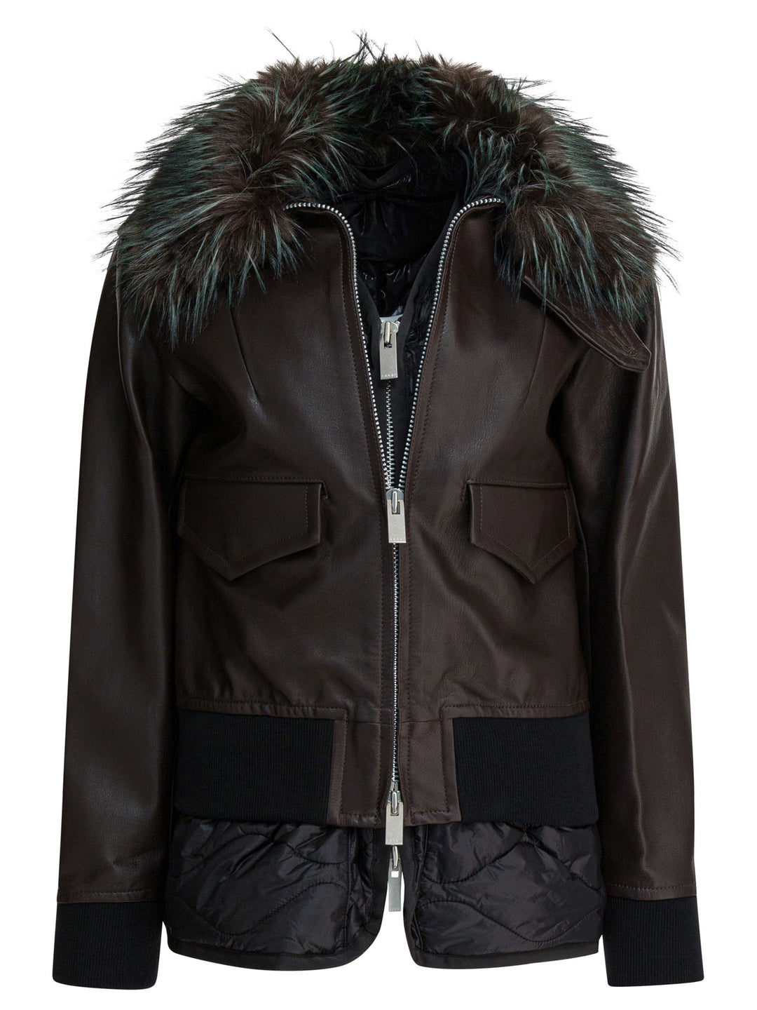 Sacai Convertible Leather Jacket Jackets and Coats - Brown | 38d8ed64d727c4c4c8bac00e254a9d8577f065a9