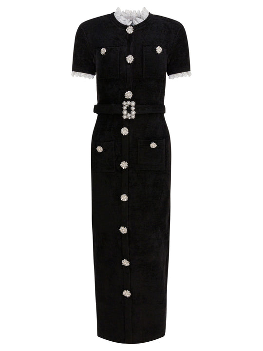 Chenille Knit Midi Dress Dresses Black