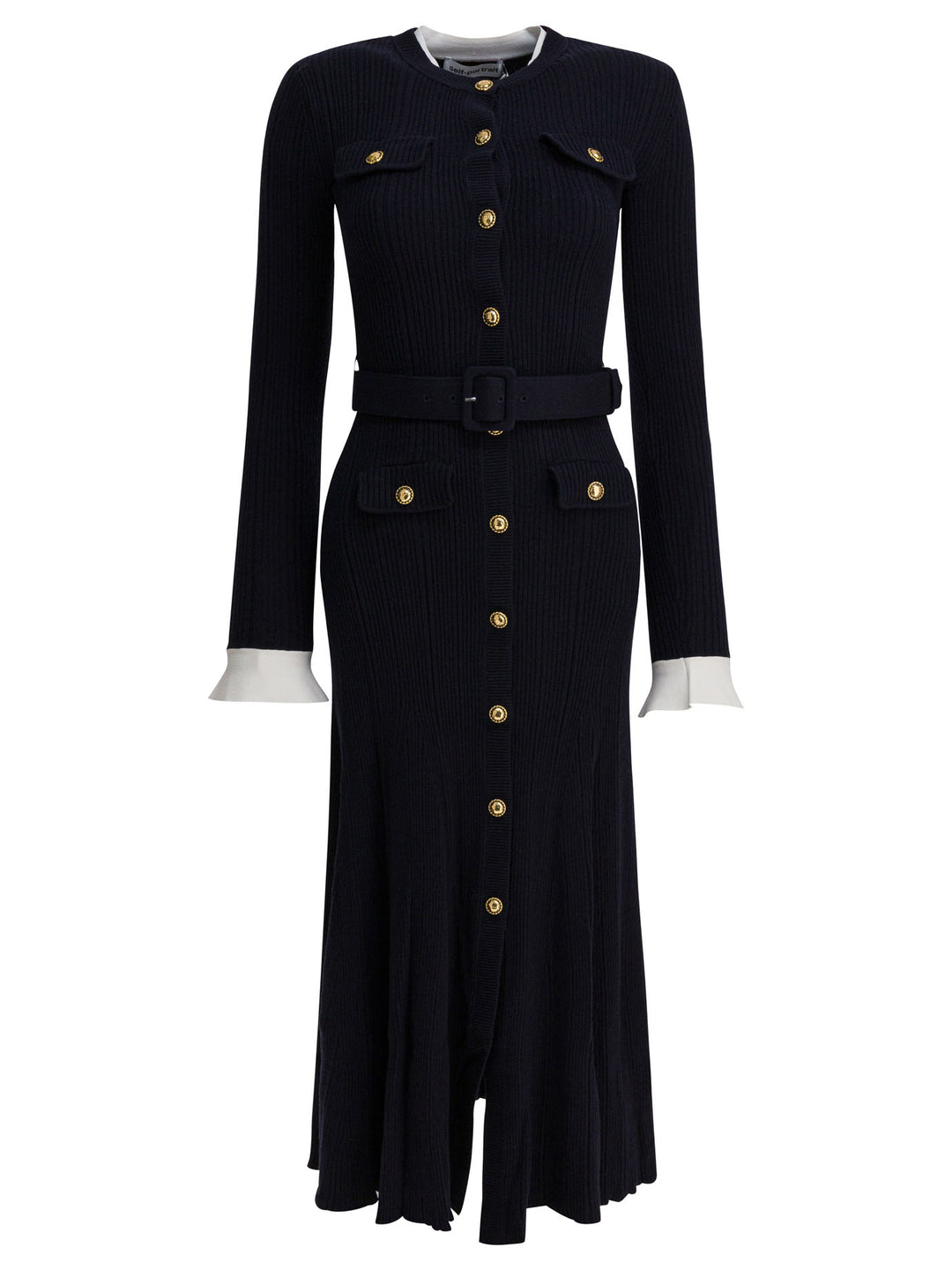 Self-Portrait Viscose Knit Midi Dress Dresses - Blue | a691b15cb2c355fa1371d11ec930473734d21560