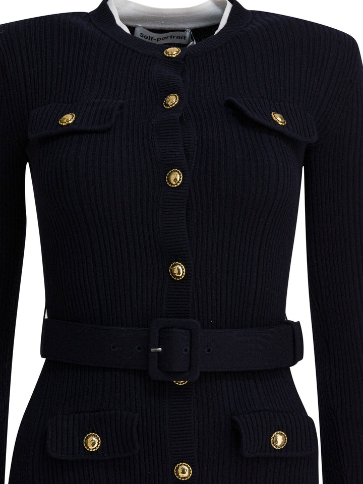 Self-Portrait Viscose Knit Midi Dress Dresses - Blue | f85c79e7c478e72b57abf39a395e73c7a35824ee