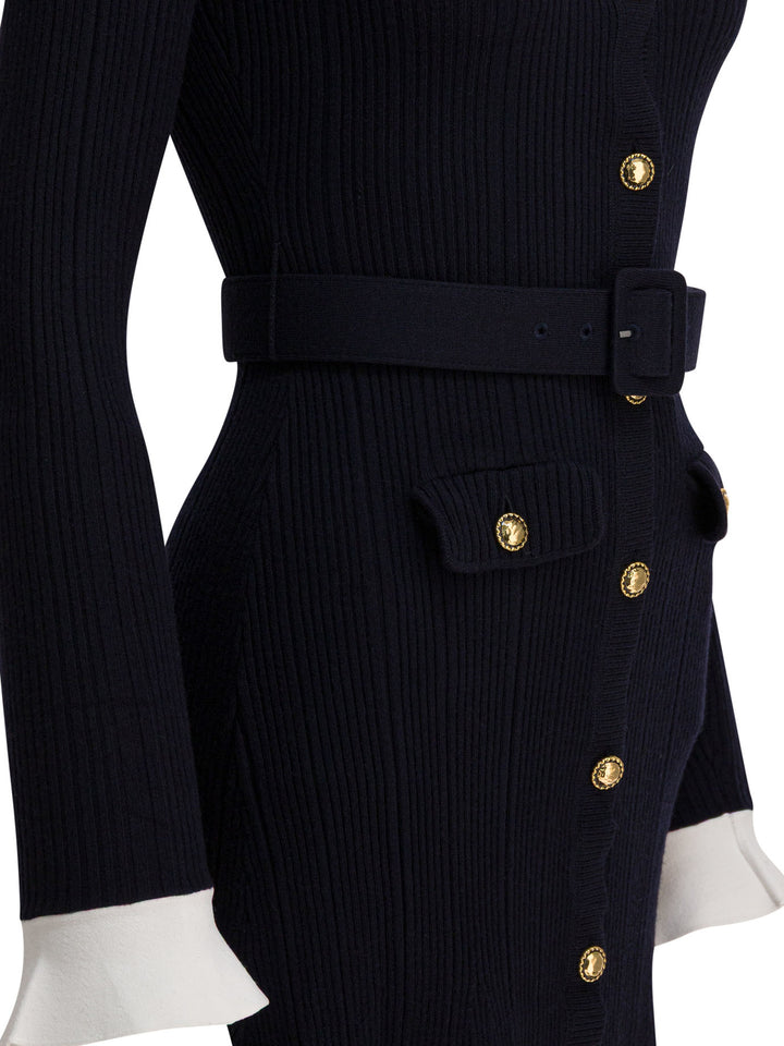 Self-Portrait Viscose Knit Midi Dress Dresses - Blue | 8e77f814b2095029e81a8409bac579b76392a22e