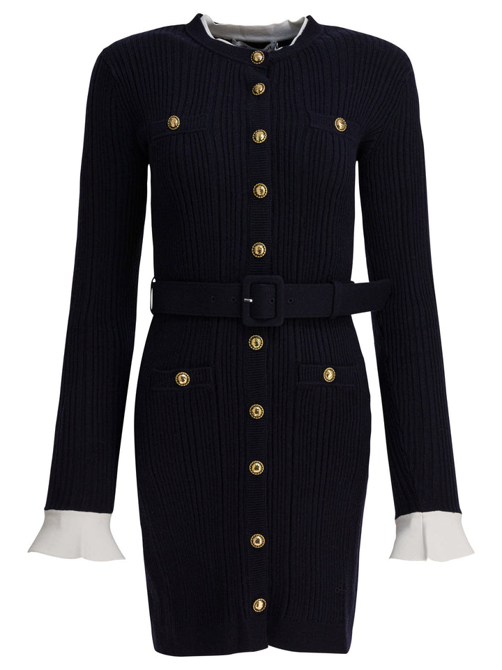 Self-Portrait Short Viscose Knit Dress Dresses - Blue | 5fb1bdf89541a70969a2e354f3be8159503d88c3