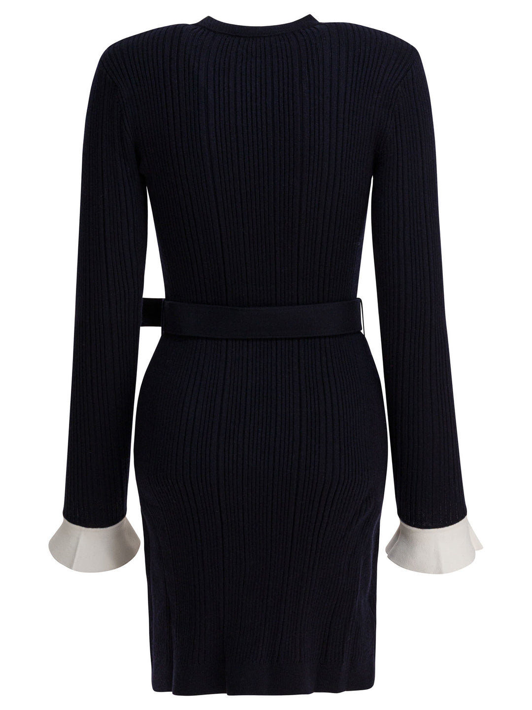 Self-Portrait Short Viscose Knit Dress Dresses - Blue | 0732fb179febd53036ebb70c15ae0541221a5b48