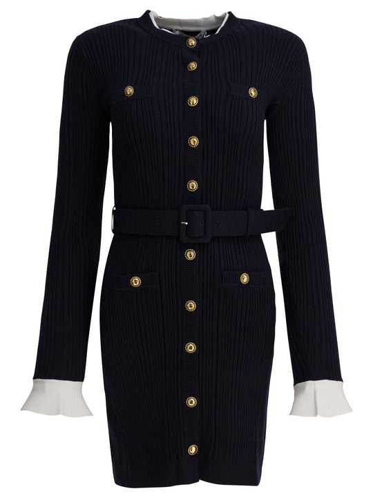 Short Viscose Knit Dress Dresses Blue