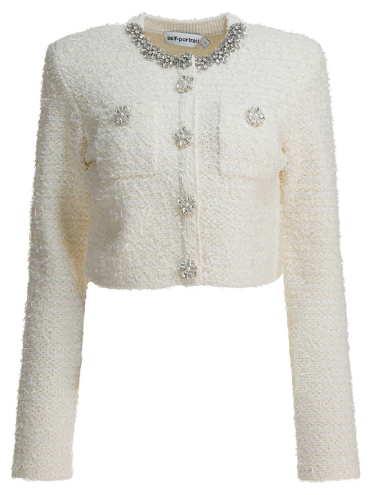 Embellished Wool-Blend Cardigan Knitwear Beige