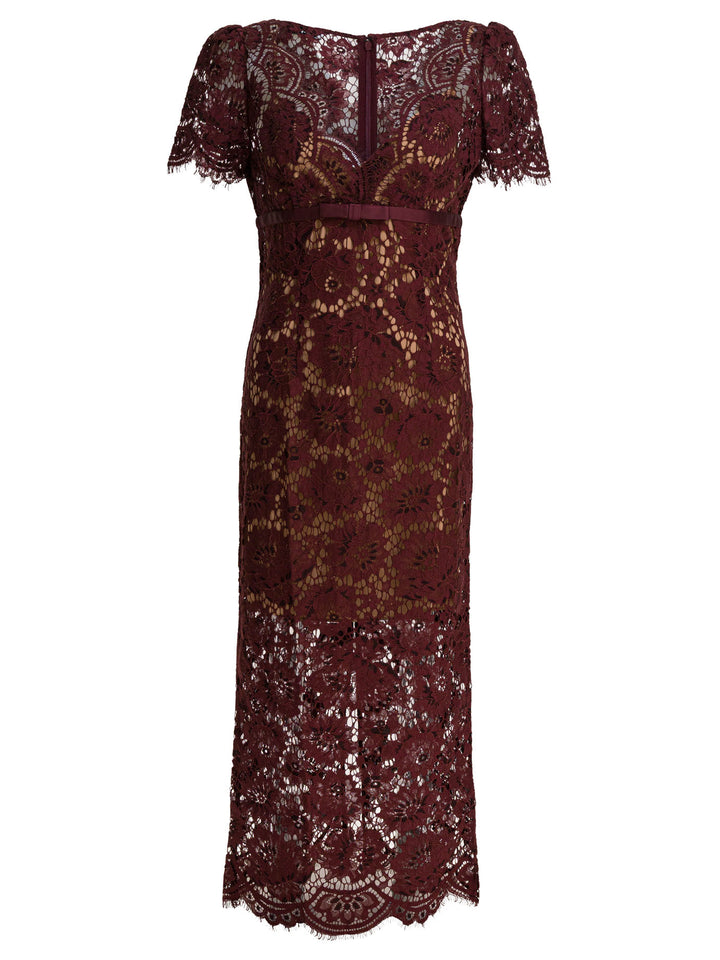 Self-Portrait Floral Lace Midi Dress Dresses - Bordeaux | ada30577ec4c1cc3fe811349667bd96525cdabb9
