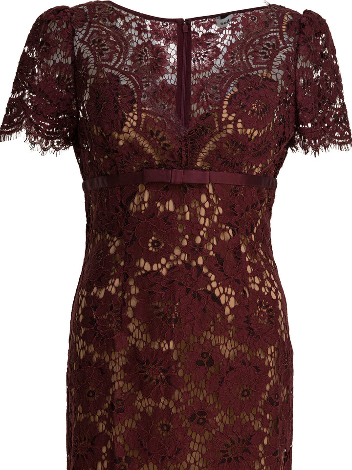 Self-Portrait Floral Lace Midi Dress Dresses - Bordeaux | 3fc5a166d09f30b6daf319c79f2cff895e49393b