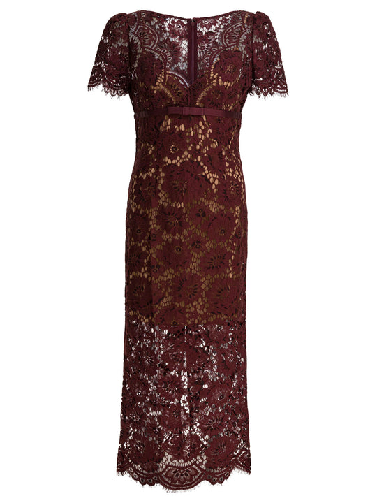 Floral Lace Midi Dress Dresses Bordeaux