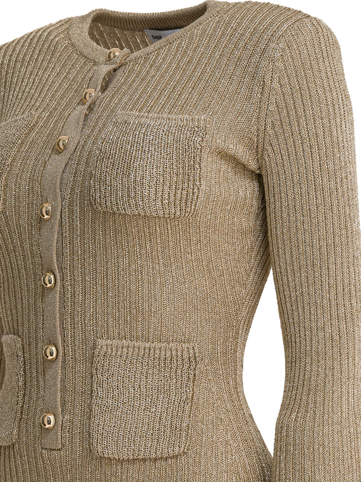 Self-Portrait Short Lurex Knit Dress Dresses - Gold | a29544ec07d893b125d722016ff8da84b837e2d1