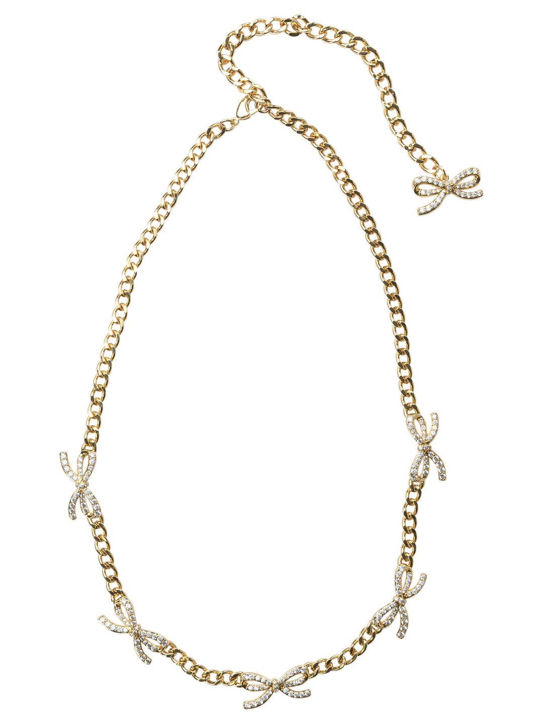 Self-Portrait Necklace With Bows With Crystals Jewels - Gold | 1d3bfff54ef3a83bb934c36ab939e99a9b64f45f