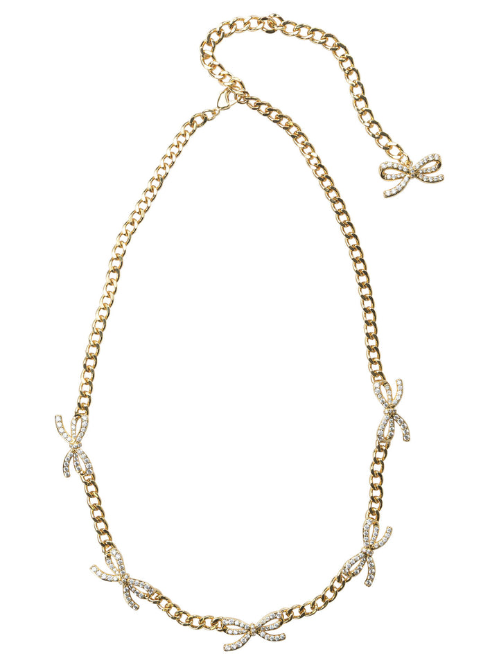 Self-Portrait Necklace With Bows With Crystals Jewels - Gold | 1d3bfff54ef3a83bb934c36ab939e99a9b64f45f