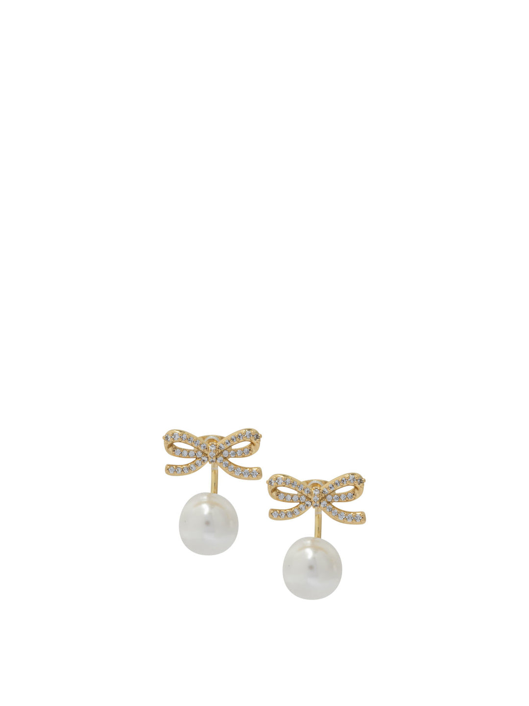 Self-Portrait Earrings With Gold Bow And Pearls Jewels - Gold | 54588831dbd5b287485771c24b371831b4c020db