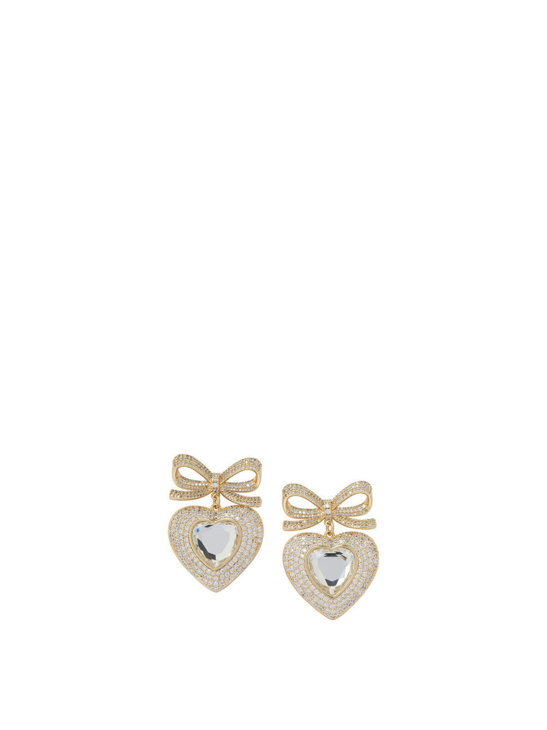 Self-Portrait Heart-Shaped Earrings With Embellished Bow Jewels - Gold | c156b9d0896f6d5b6b74b851a6ff88e60e714265