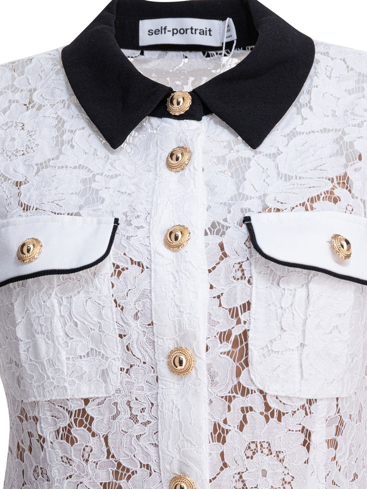 Self-Portrait Short Lace Dress Dresses - White | f81a4decca7b1b7abdb3c85eb727f4c5f4a9538a