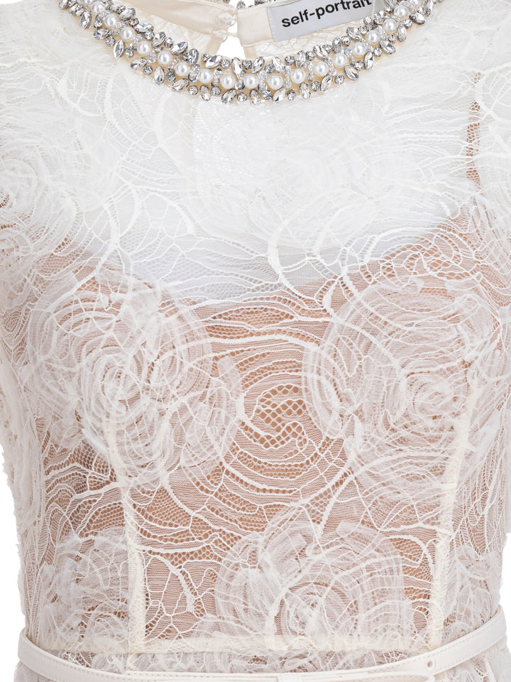 Self-Portrait Lace And Tulle Midi Dress Dresses - Beige | 92eadd60528a803e39430569b763c653b5582a61