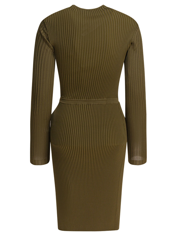Self-Portrait Ribbed Knit Cut-Out Dress Dresses - Green | d49bfb00301c867197b7470ee1c4f6bcac43a7b2