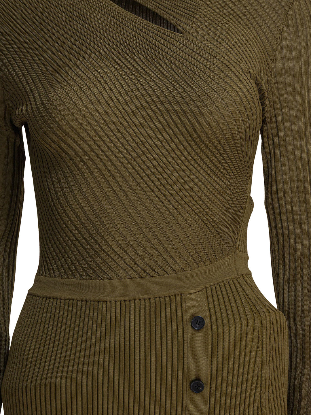 Self-Portrait Ribbed Knit Cut-Out Dress Dresses - Green | 994db6c8f2a94fa39594d7d5a9db9861eac10a24