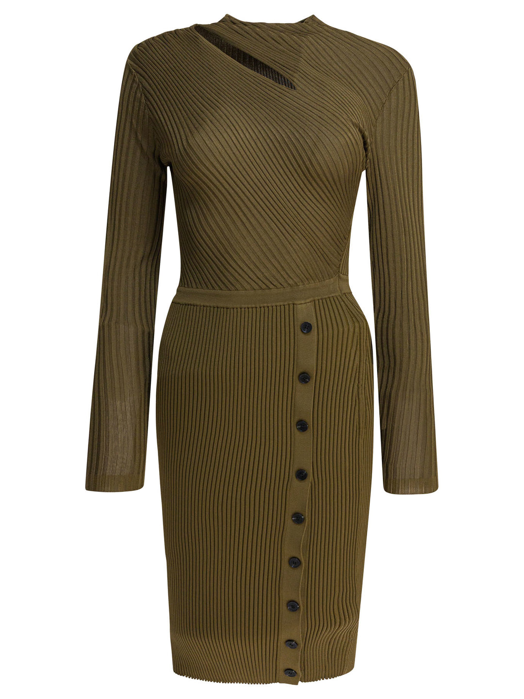 Self-Portrait Ribbed Knit Cut-Out Dress Dresses - Green | acc604870d9190d5aac895b0bcf2f31e6987ded3