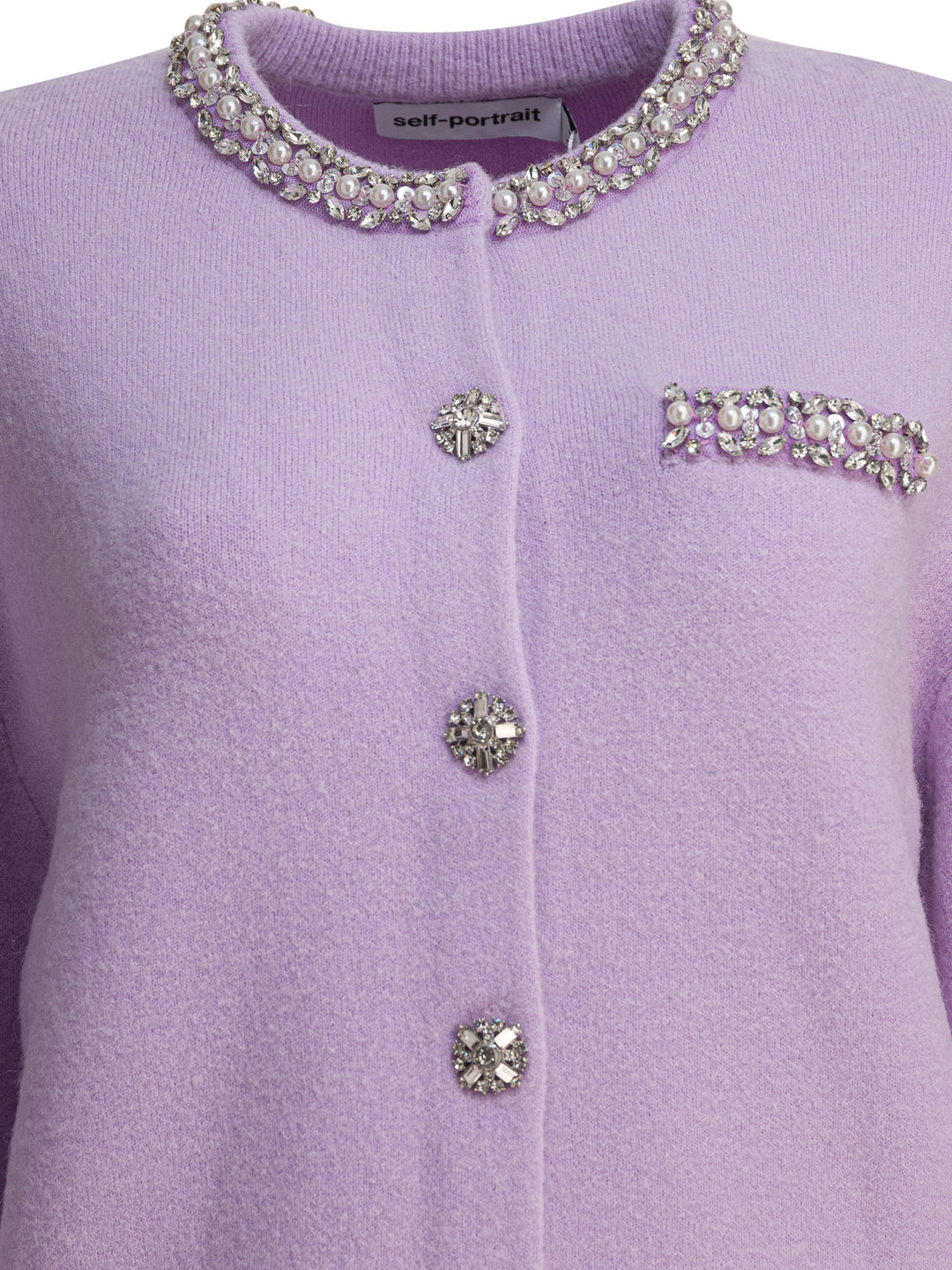 Self-Portrait Cardigan With Crystal Trim Knitwear - Purple | b8094a582bb44c8a0e36221b0347cb3c51d73084