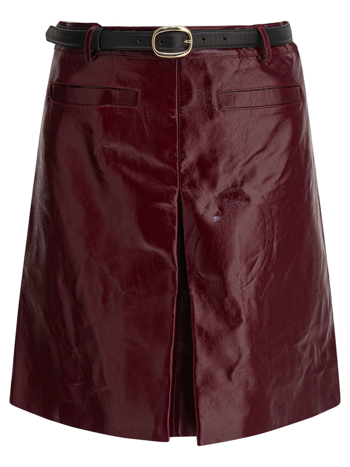 Self-Portrait Leather Miniskirt Skirts - Bordeaux | e1834ad036bcea8ae21a18fca975a17f77387447
