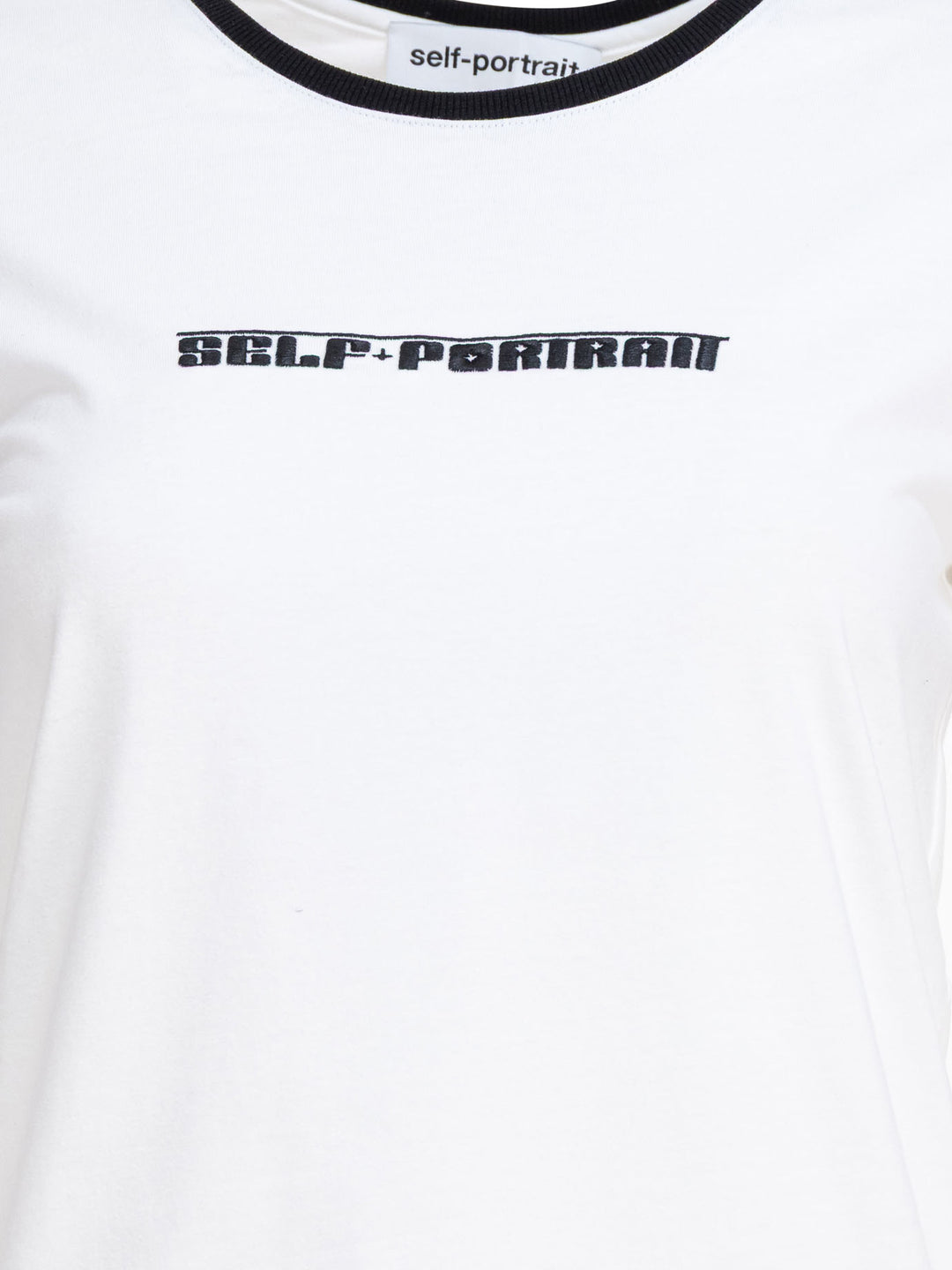 Self-Portrait Crew-Neck T-Shirt With Embroidered Logo T-shirts - White | 900d1a60863864f44311a0fdf6c7d8b9c440faa7