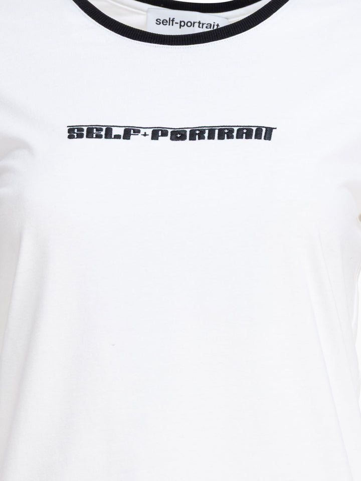 Self-Portrait Crew-Neck T-Shirt With Embroidered Logo T-shirts - White | 900d1a60863864f44311a0fdf6c7d8b9c440faa7