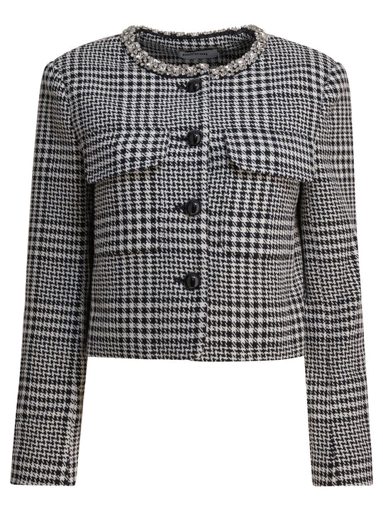Houndstooth Blazer Jackets And Coats Black